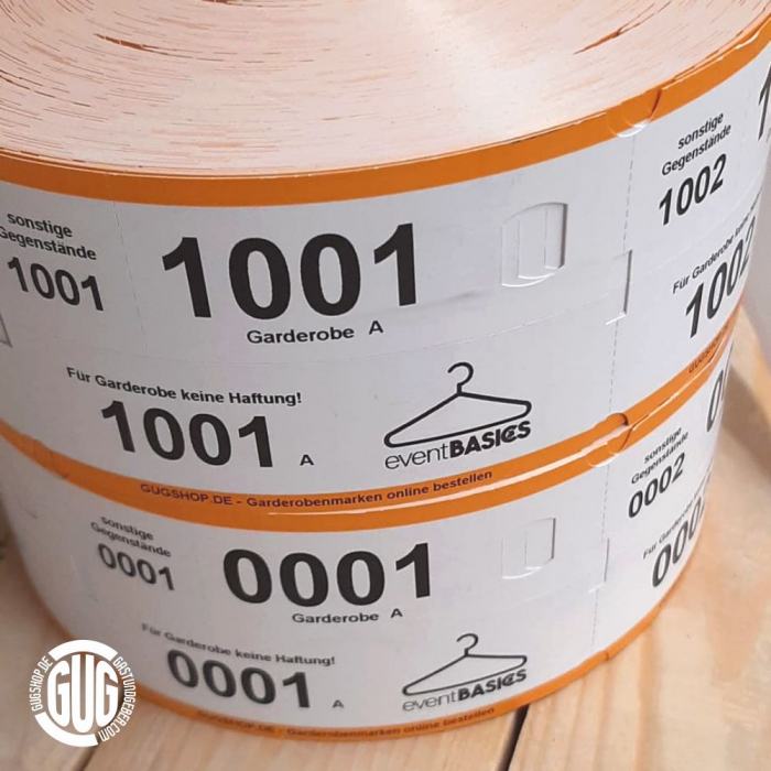 Garderobenmarken, Tickets, Papier, Rolle